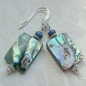 B2G1 Mermaid Summer Beach Gift Paua Abalone Sea Shell Lapis Earrings Blue Green